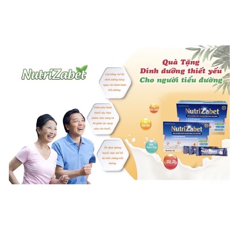 Sữa hạt tiểu đường Nutrizabet hộp 30 gói - Ổn định đường huyết, bổ sung dưỡng chất + quà
