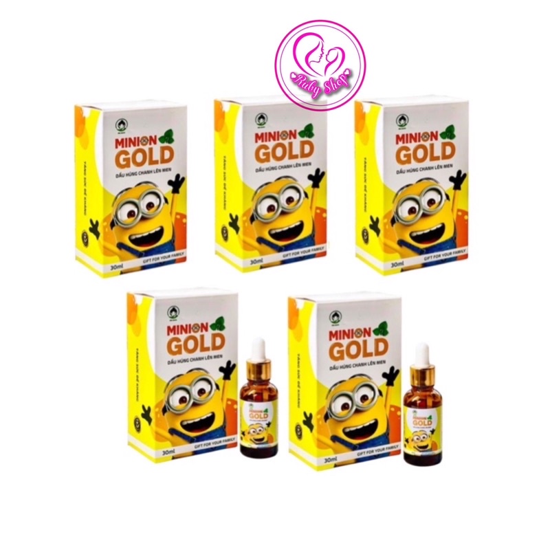Combo sỉ 5 hộp dầu húng chanh Minion chính hãng date mới - Bé hết ho, sổ mũi, viêm họng, tăng đề kháng tốt