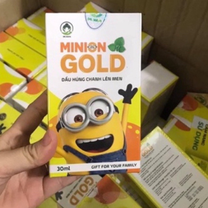 Combo sỉ 5 hộp dầu húng chanh Minion chính hãng date mới - Bé hết ho, sổ mũi, viêm họng, tăng đề kháng tốt