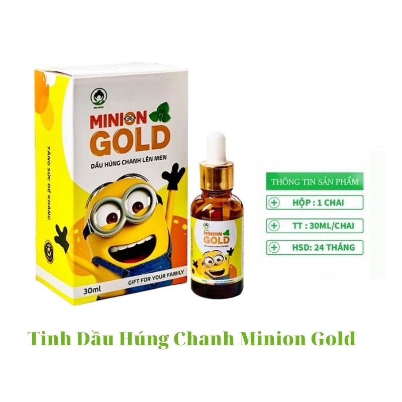 Combo 2 hộp dầu húng chanh Minion 30ml - Hỗ trợ sổ mũi, ho, viêm họng cho bé, tăng đề kháng