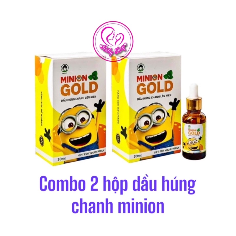 Combo 2 hộp dầu húng chanh Minion 30ml - Hỗ trợ sổ mũi, ho, viêm họng cho bé, tăng đề kháng