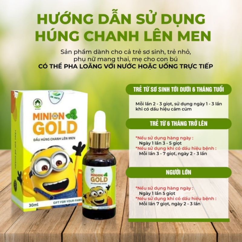 Combo 2 hộp dầu húng chanh Minion 30ml - Hỗ trợ sổ mũi, ho, viêm họng cho bé, tăng đề kháng