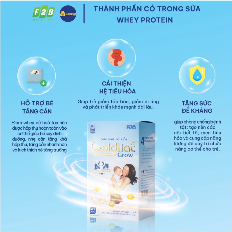 [Mua 2 tặng 1] Sữa non tổ yến Goldilac Grow giúp bé tăng cân, ăn ngon tăng đề kháng, phát triển não bộ