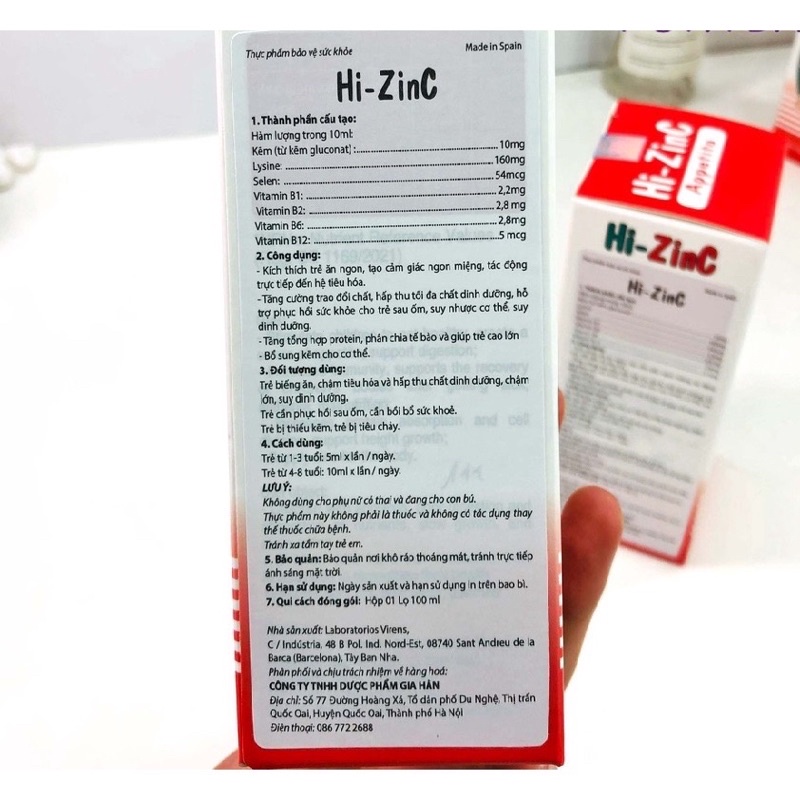 Siro kẽm Hi zinc chai 100ml - giúp em ăn ngon miệng, tăng đề kháng, hấp thụ vượt trội + quà gói tăm bông
