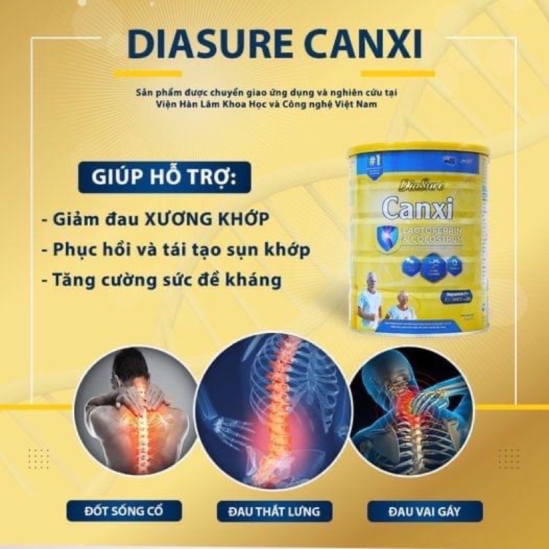 Combo 3 lon diasure canxi 850g hàng chính hãng giá tốt- chắc khoẻ xương khớp