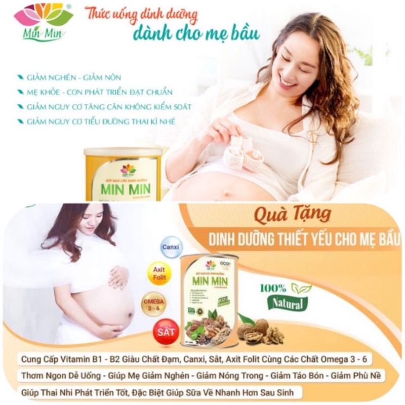 Combo 2 hộp ngũ cốc Min Min vàng hộp 500g tốt cho mẹ bầu và lợi sữa cho mẹ sau sinh