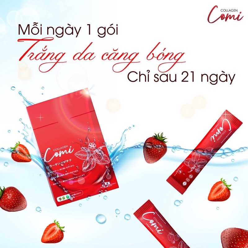 Collagen Comi Nhật Bản hút nám, trắng da, chống lão hoá, cân bằng nội tiết hộp 10 gói - cam kết chính hãng