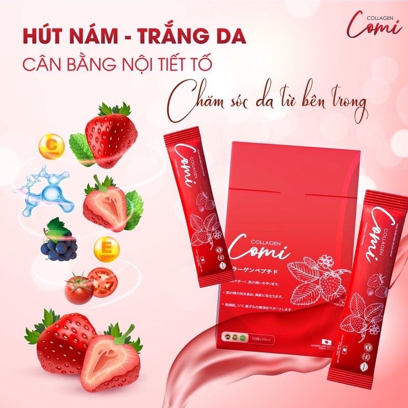 Collagen Comi Nhật Bản hút nám, trắng da, chống lão hoá, cân bằng nội tiết hộp 10 gói - cam kết chính hãng