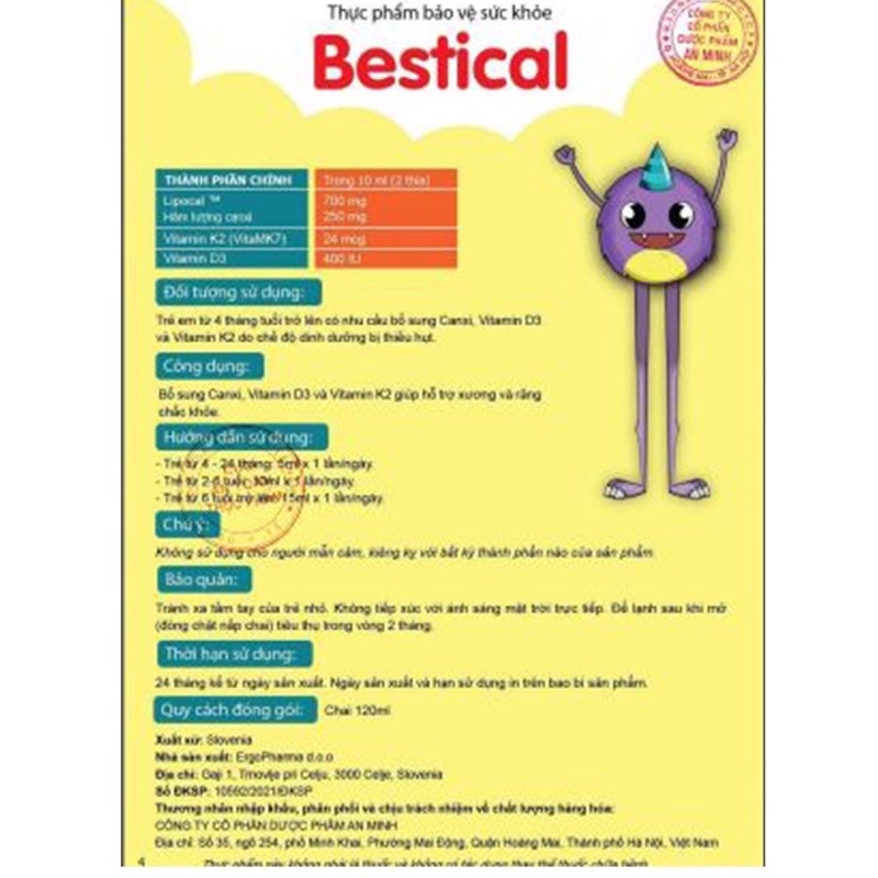 Bestical bổ sung canxi và vitamin d3k2 giúp tăng chiều cao vượt trội cho bé + quà
