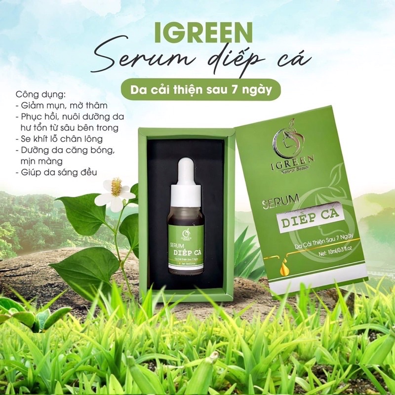 Serum diếp cá Igreen hết mụn giảm thâm se khít lỗ chân lông 10ml