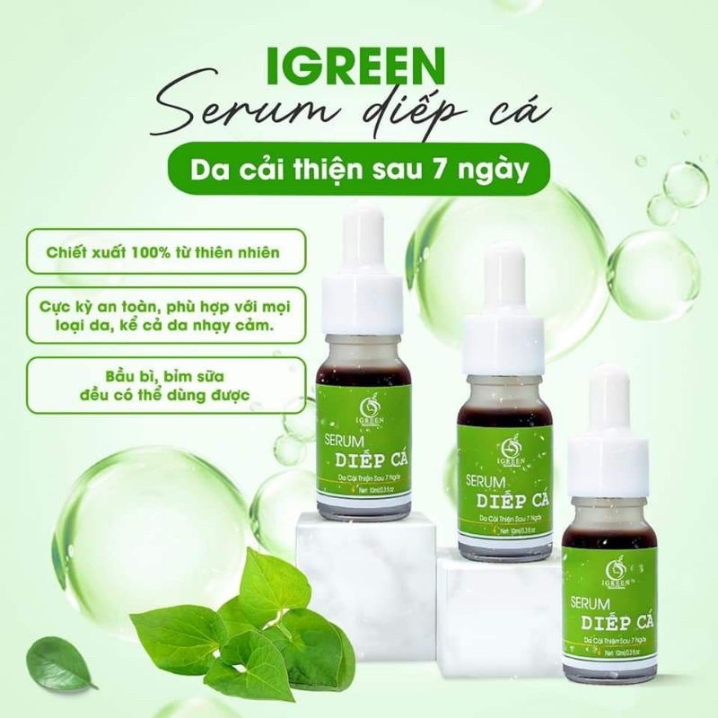 Serum diếp cá Igreen hết mụn giảm thâm se khít lỗ chân lông 10ml