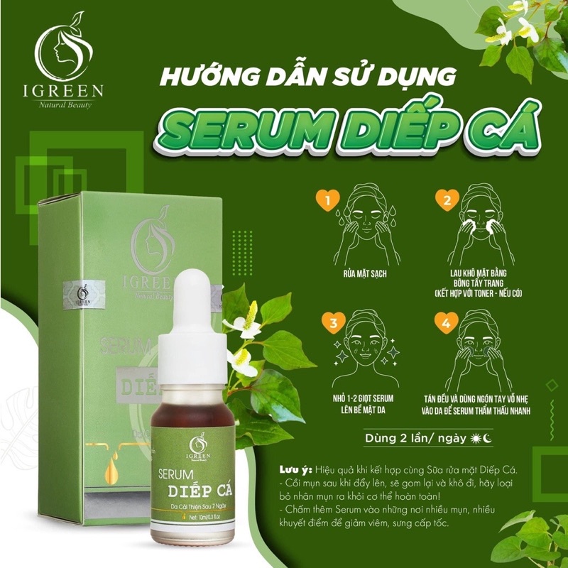 Serum diếp cá Igreen hết mụn giảm thâm se khít lỗ chân lông 10ml