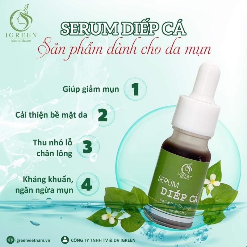 Serum diếp cá Igreen hết mụn giảm thâm se khít lỗ chân lông 10ml