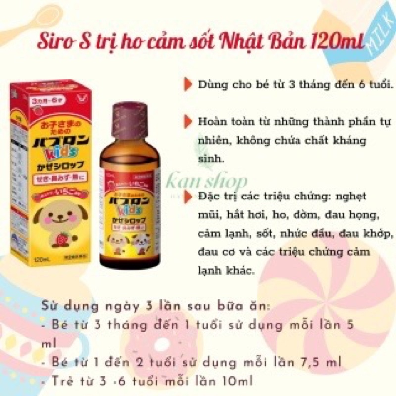 Siro S siro chó mèo Nhật Bản giảm ho, sổ mũi, cảm cúm cho bé