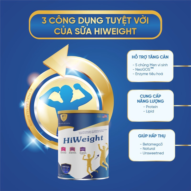 [Mua 2 tặng 1 ] Sữa tăng cân Hiweght dành cho người gầy lon 650g chính hãng - Tăng cân an toàn hiệu quả