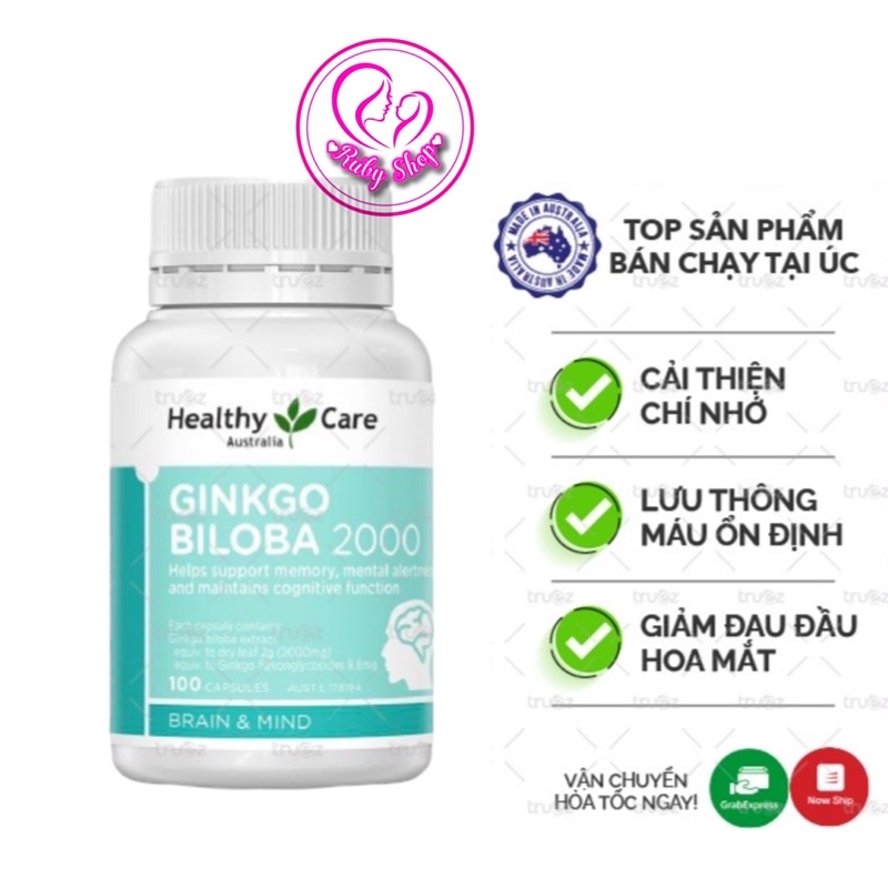 Viên uống bổ não Ginkgo Heathly Care hộp 100 viên chuẩn Úc