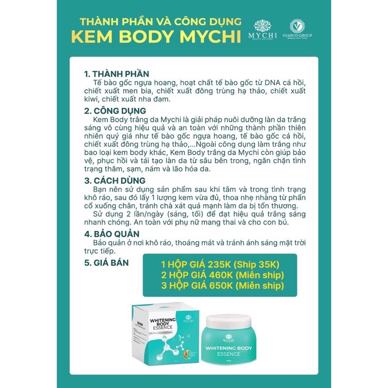 [Chính hãng] Combo dưỡng trắng toàn thân, Mychi, bật tông ngay sau 7 ngày