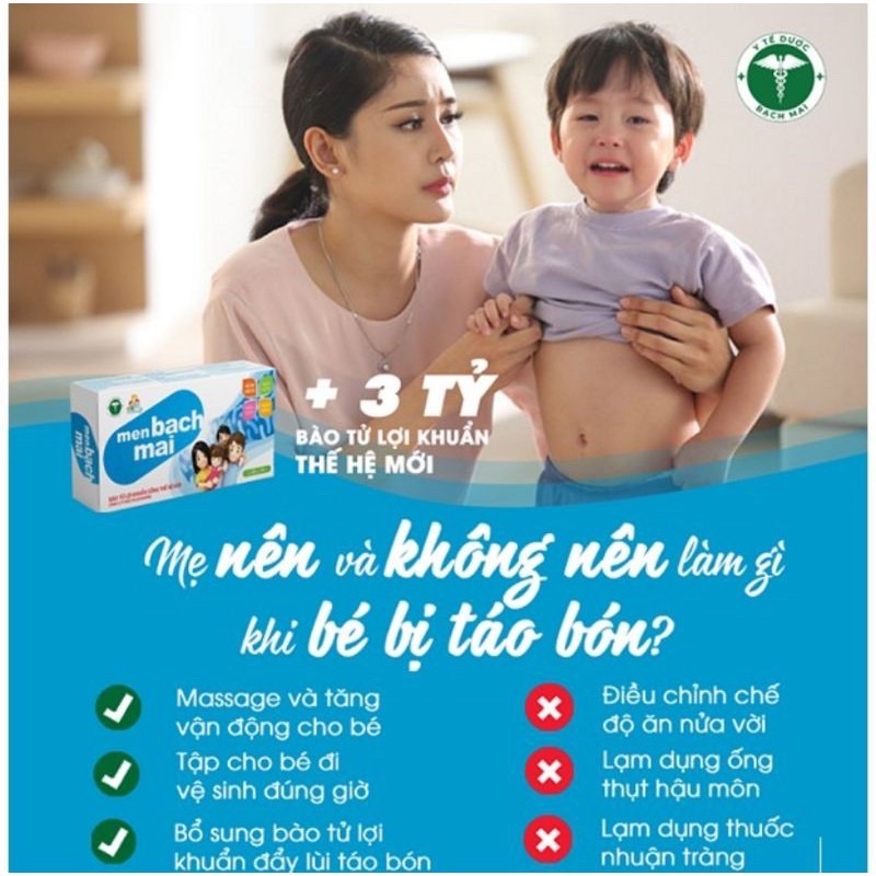 Men bạch mai bé hết đi ngoài phân sống, táo bón