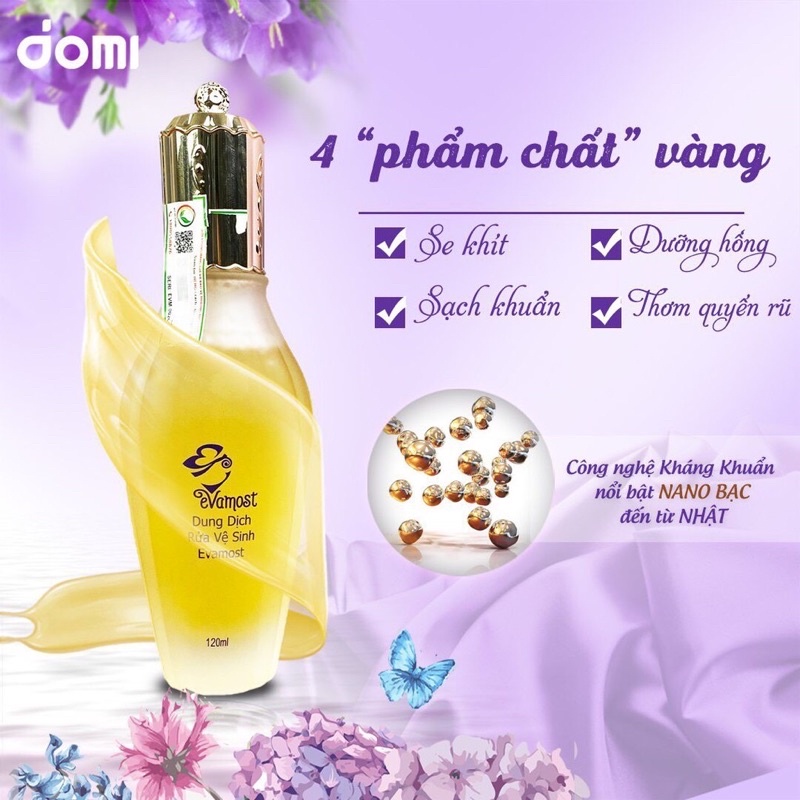 Dung dịch vệ sinh phụ nữ Evamost - sạch,hồng, thơm, khít thể tích 120ml