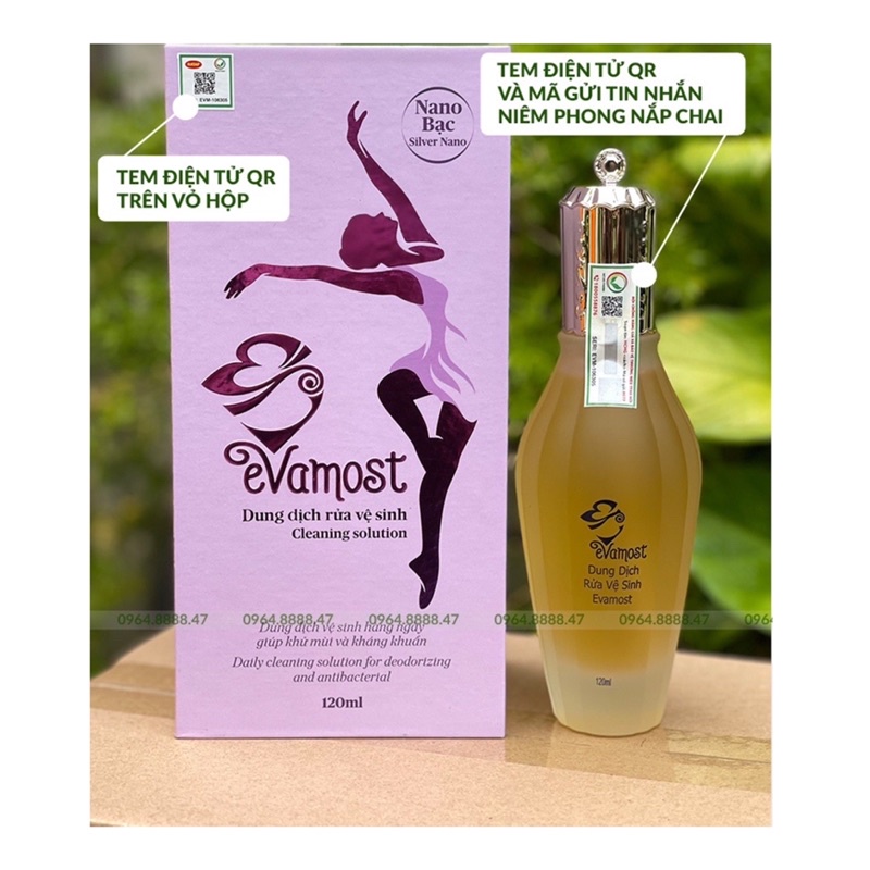 Dung dịch vệ sinh phụ nữ Evamost - sạch,hồng, thơm, khít thể tích 120ml