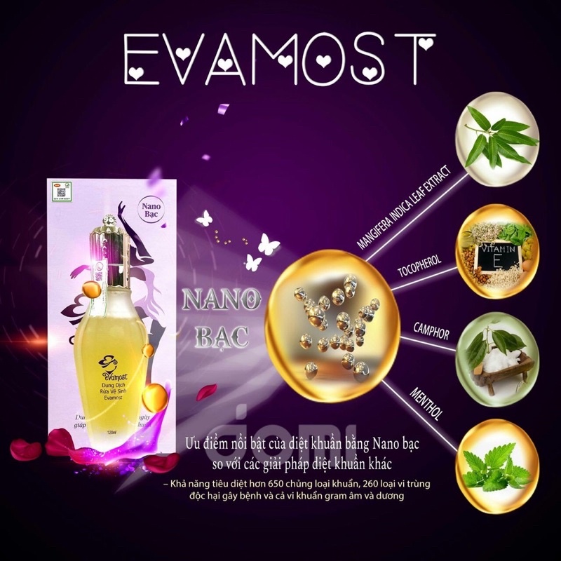 Dung dịch vệ sinh phụ nữ Evamost - sạch,hồng, thơm, khít thể tích 120ml