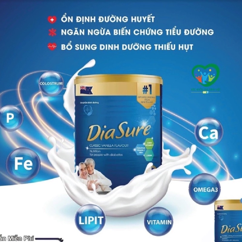 [Sữa tiểu đường] Sữa non Diasure hộp 850g hàng chính hãng date mới + quà bánh ăn kiêng