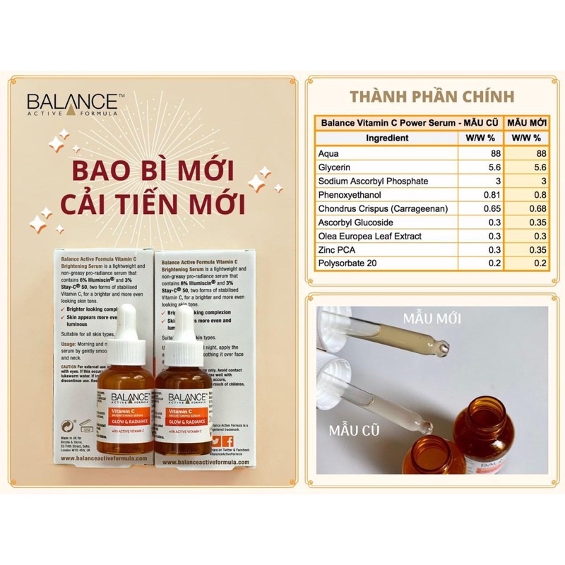 Serum trắng da mờ thâm balance vitamin C của Anh