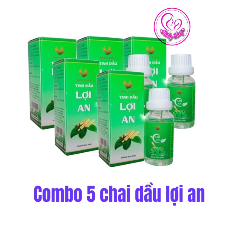 Combo 5 chai tinh dầu bôi Lợi An thoa ngạt mũi, sổ mũi cho bé + quà