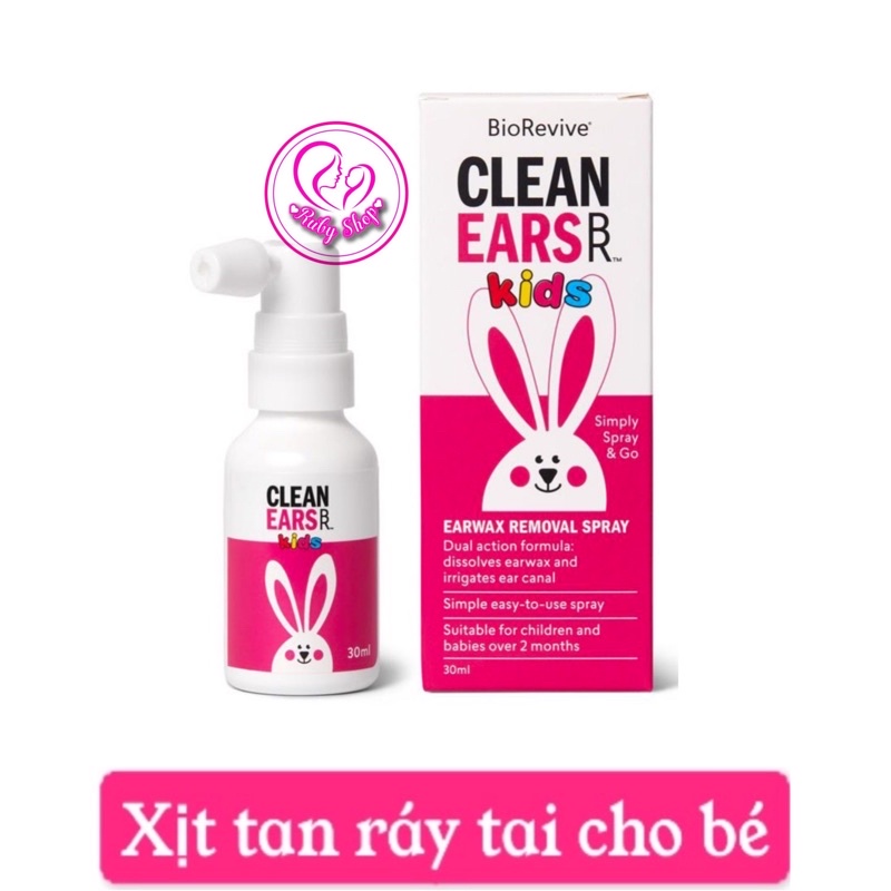 Xịt tan ráy tai Clean ears cho bé từ 2 tháng hàng Úc 30ml