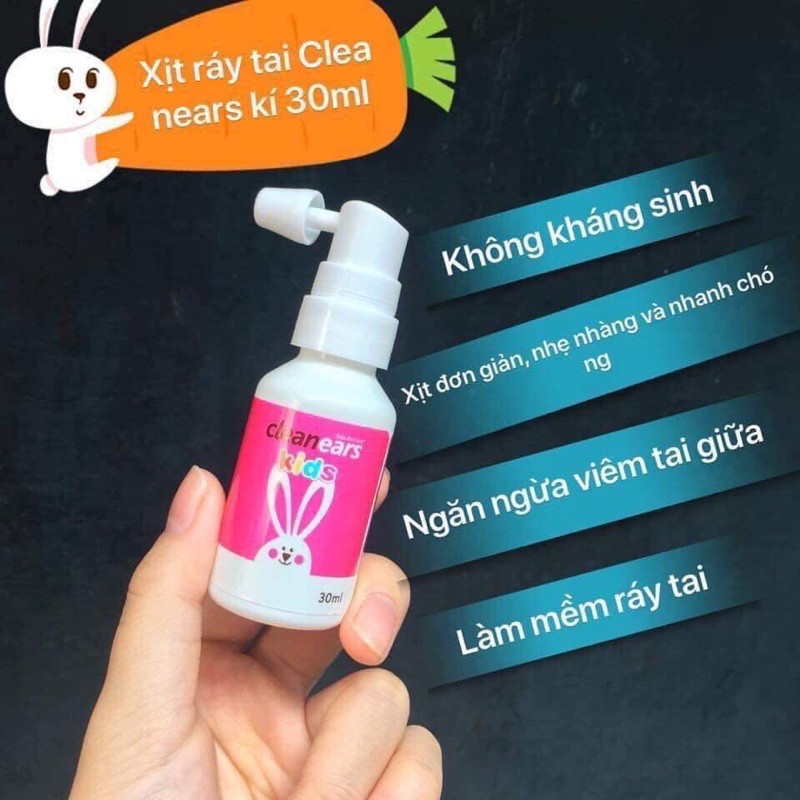 Xịt tan ráy tai Clean ears cho bé từ 2 tháng hàng Úc 30ml