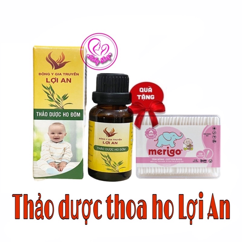 [Hết ho đờm] Thảo dược bôi ho Lợi An hộp vàng + tặng tăm bông