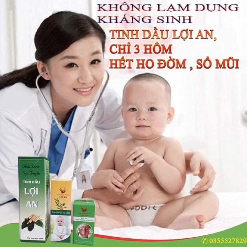 [Hết ho đờm] Thảo dược bôi ho Lợi An hộp vàng + tặng tăm bông