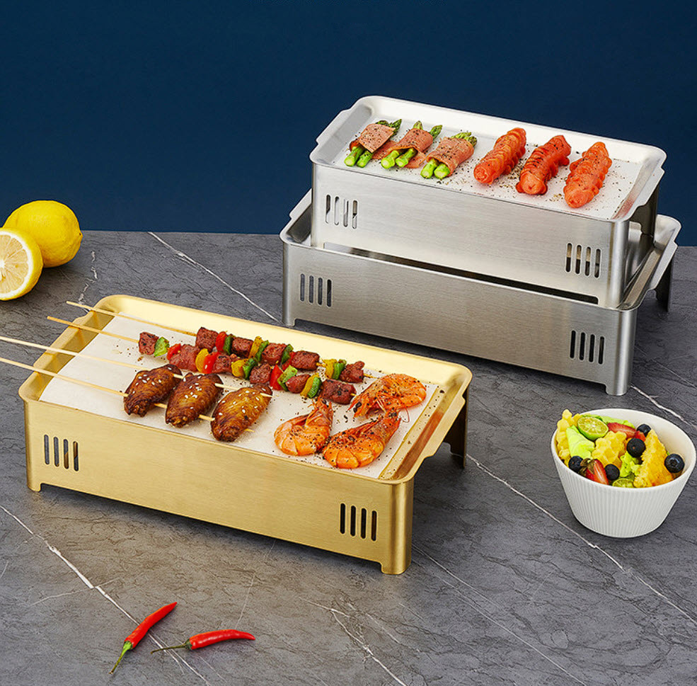 Bếp nướng cồn bộ vỉ nướng kèm bếp cồn bếp nướng thịt BBQ hải sản OEM CJL01