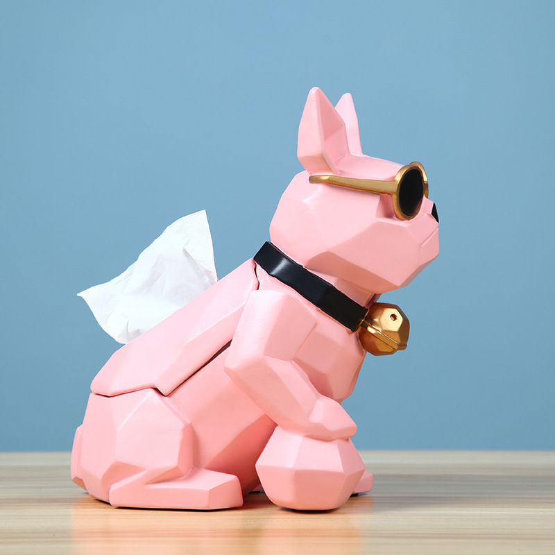 Hộp đựng khăn giấy nghệ thuật Bull Dog đeo lục lạc YXA939