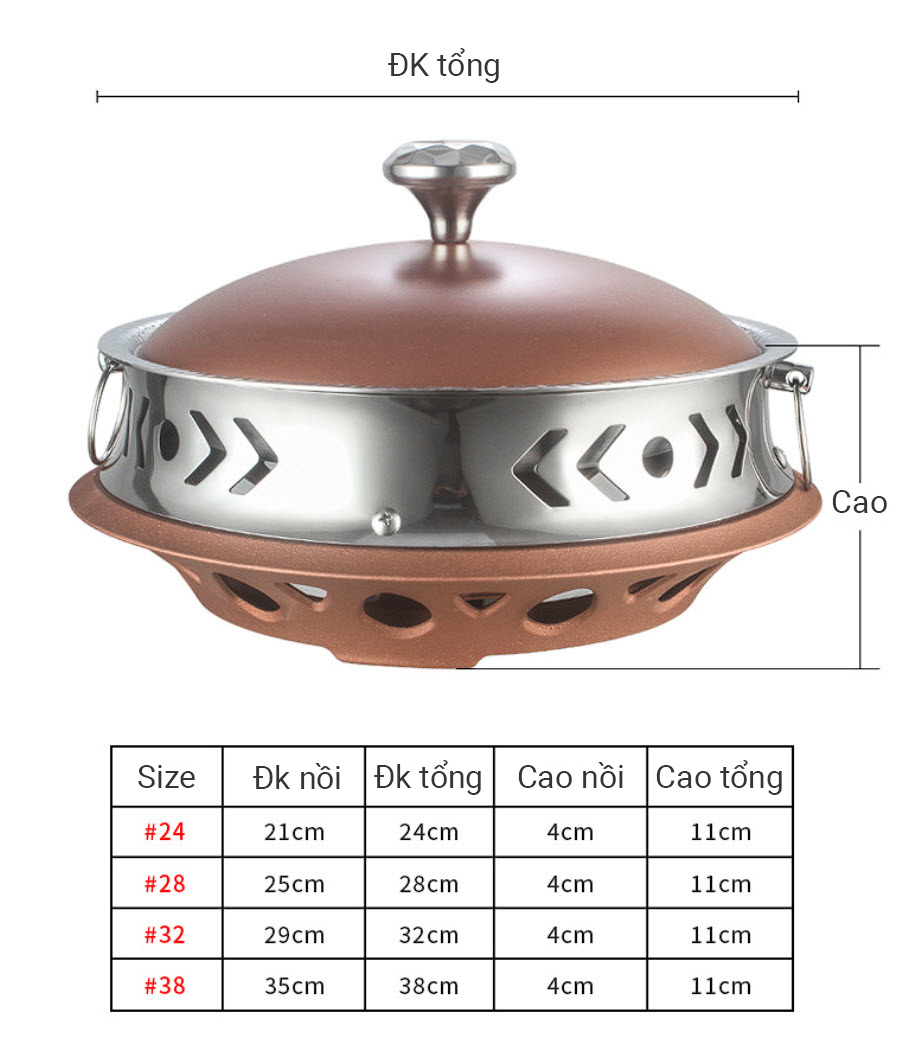 Nồi lẩu bếp cồn inox đẹp cao cấp cho nhà hàng CD011