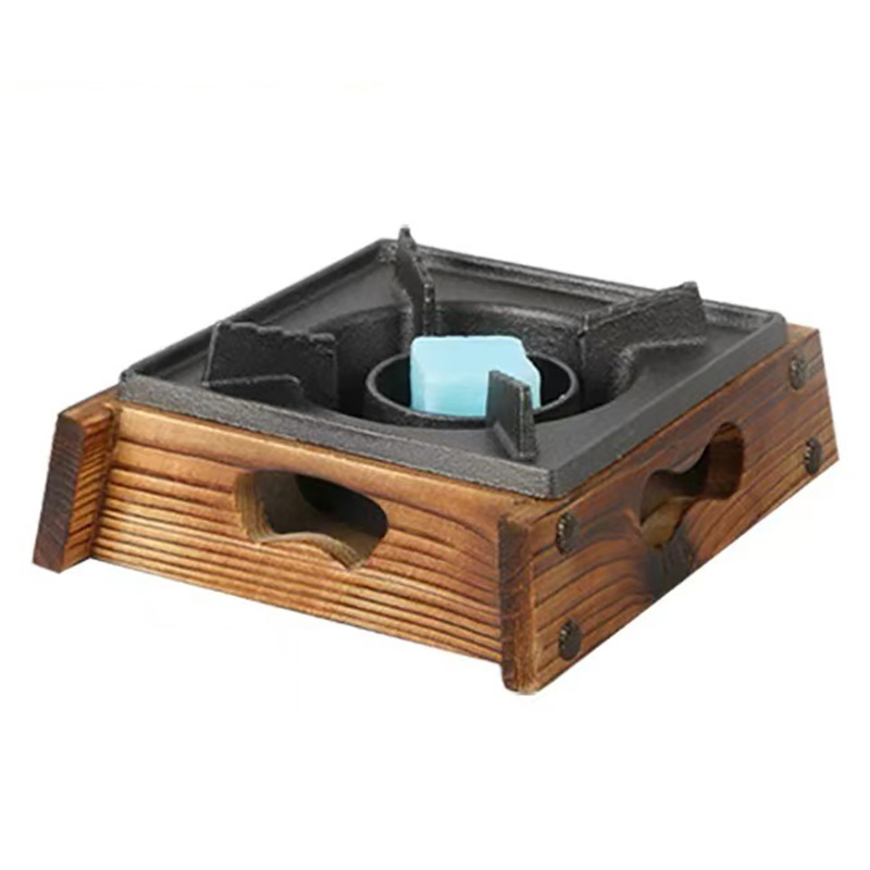 Bếp cồn vỏ gỗ lõi gang vintage cho nhà hàng BCGG02