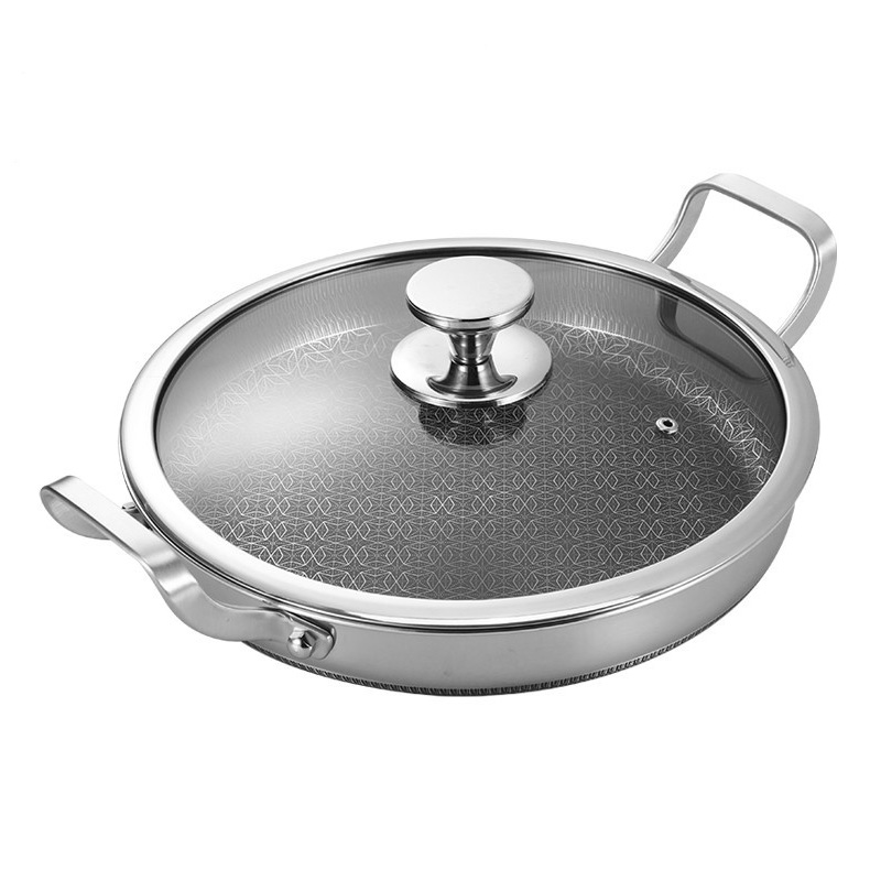 Chảo inox y tế 316 cao cấp đáy bằng vân tổ ong Kata B016A