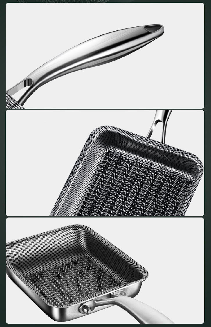 Chảo inox y tế 316 phủ gốm tổ ong chống dính YZSG316