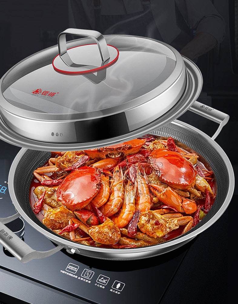 Chảo bầu inox y tế 316 cao cấp vân tổ ong chống dính JBZG316