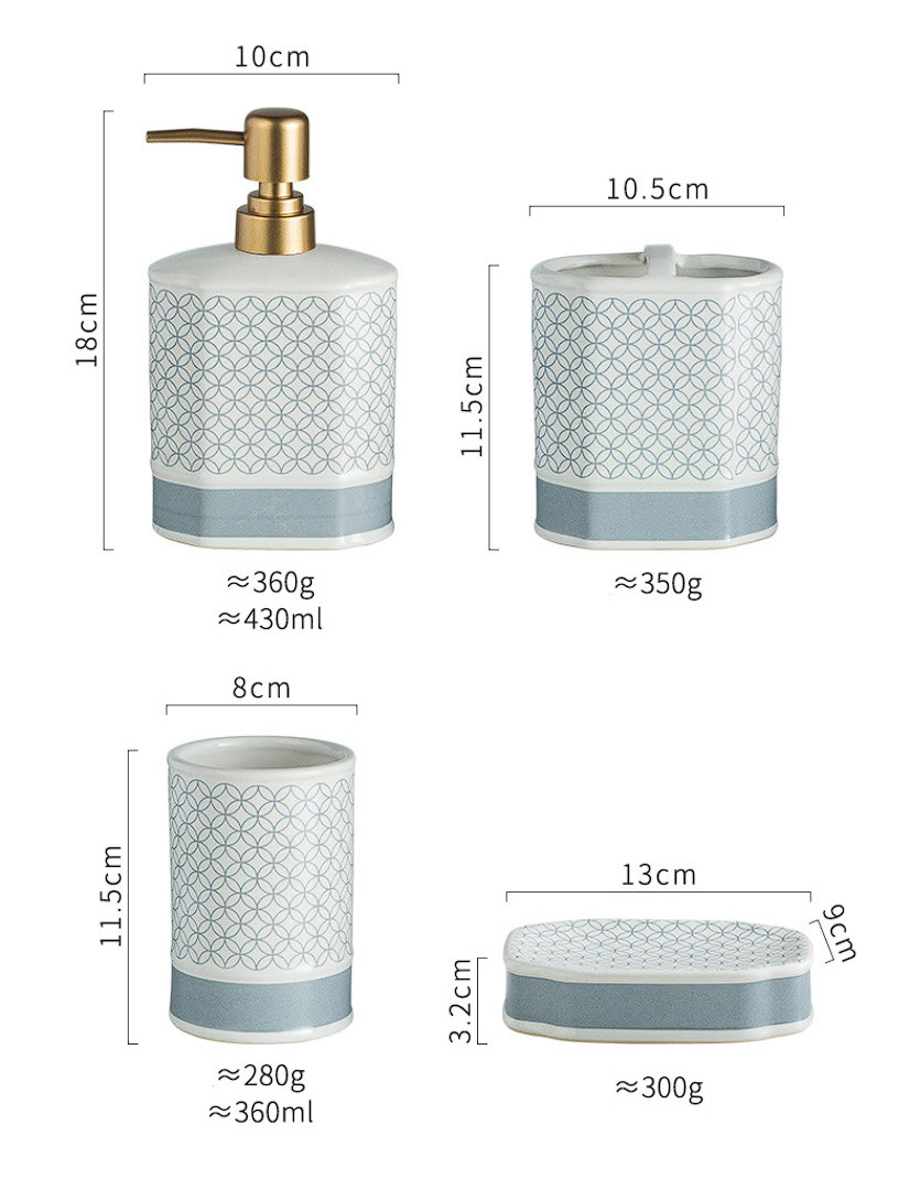 Bộ đồ dùng nhà tắm 4 món sứ ceramic CFD014