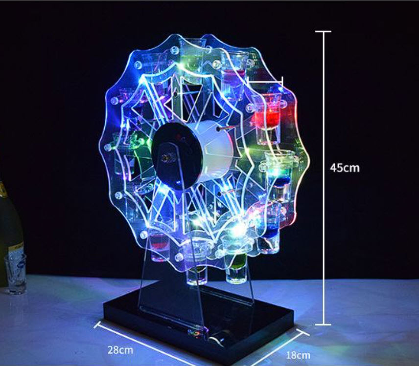 Khay đựng ly uống rượu shot có đèn mẫu đu quay 12 ly JJ001