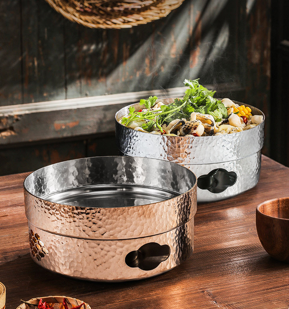 Bộ nồi lẩu bếp cồn inox 304 ăn lẩu khô lẩu nhúng xào hấp hải sản CWGG01