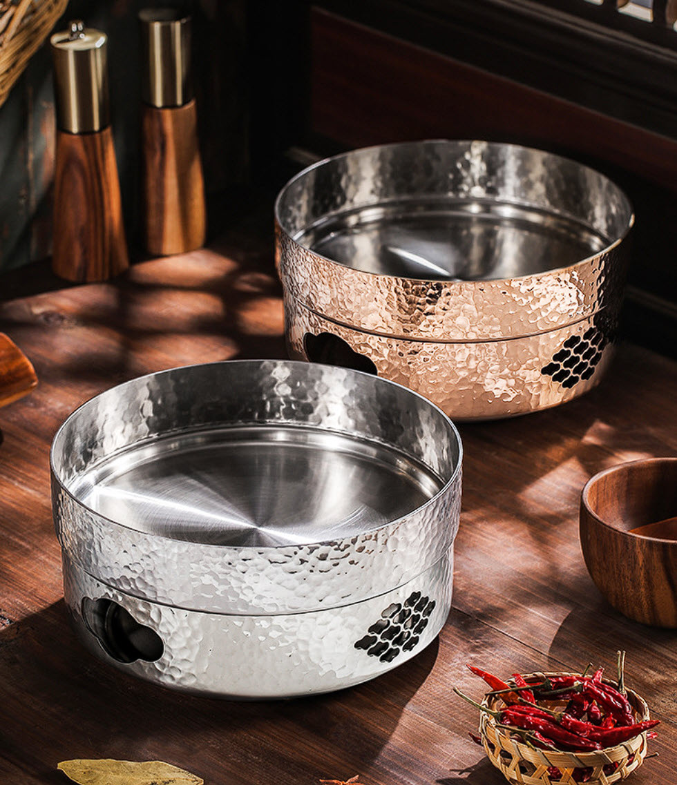 Bộ nồi lẩu bếp cồn inox 304 ăn lẩu khô lẩu nhúng xào hấp hải sản CWGG01
