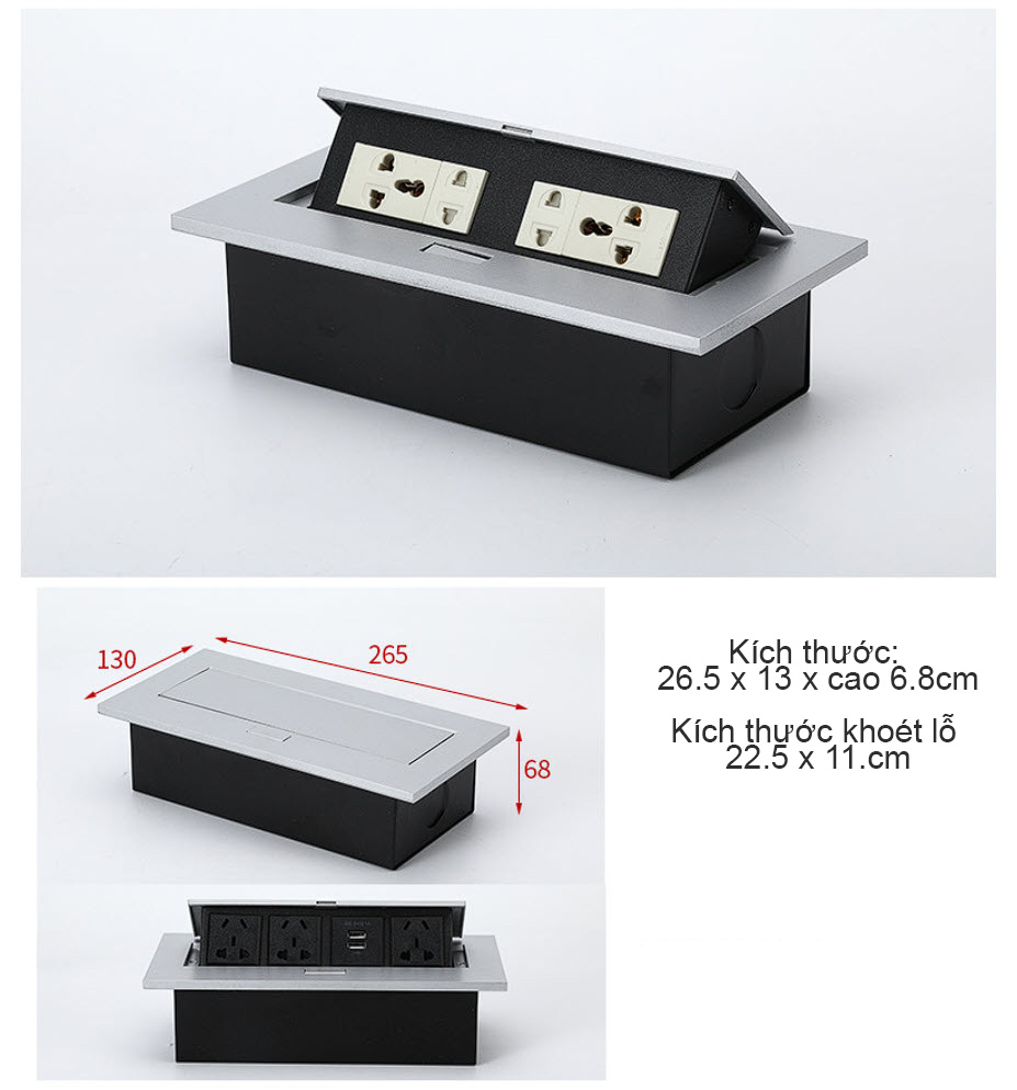 Ổ cắm âm bàn dạng bật chuẩn quốc tế BH012