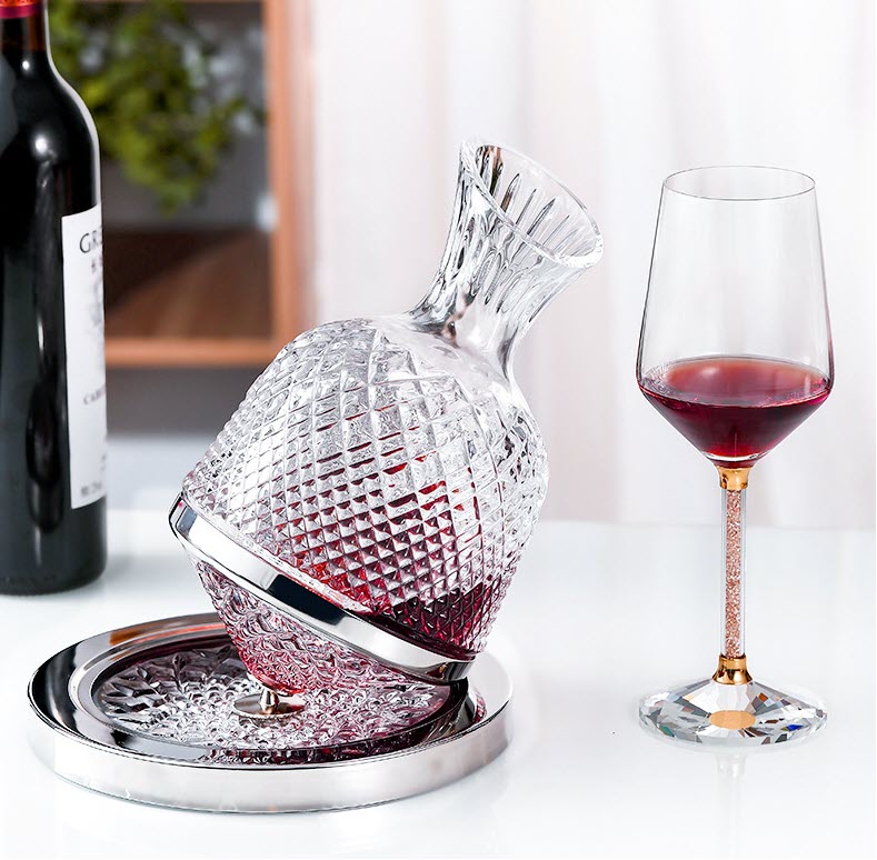 Bình thở vang đế xoay bình chiết vang decanter rót vang XZ0012