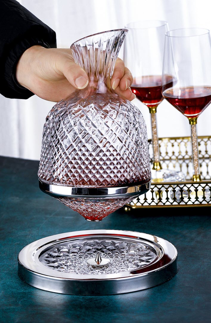 Bình thở vang đế xoay bình chiết vang decanter rót vang XZ0012