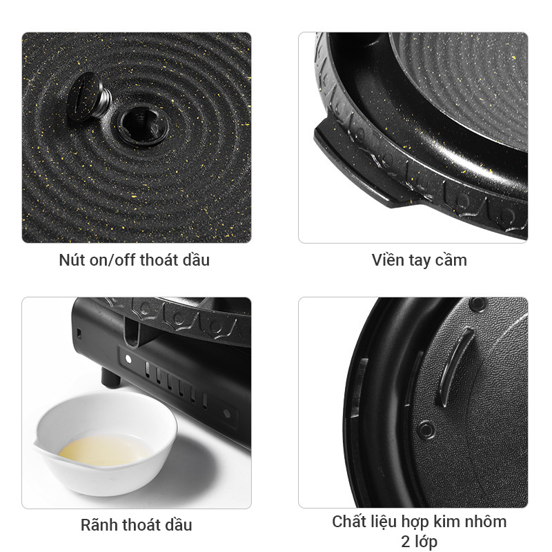 Chảo nướng sốt phô mai 5 ngăn 36.5cm phủ đá Maifan KS360