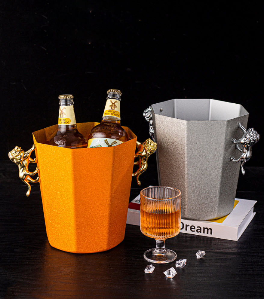 Xô đá ướp vang, champagne, whisky inox 304 sơn gốm SHS011