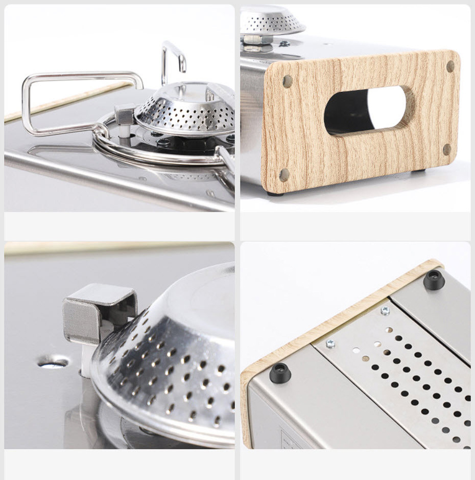 Bếp gas cắm trại bếp gas mini du lịch inox viền giả gỗ YD014