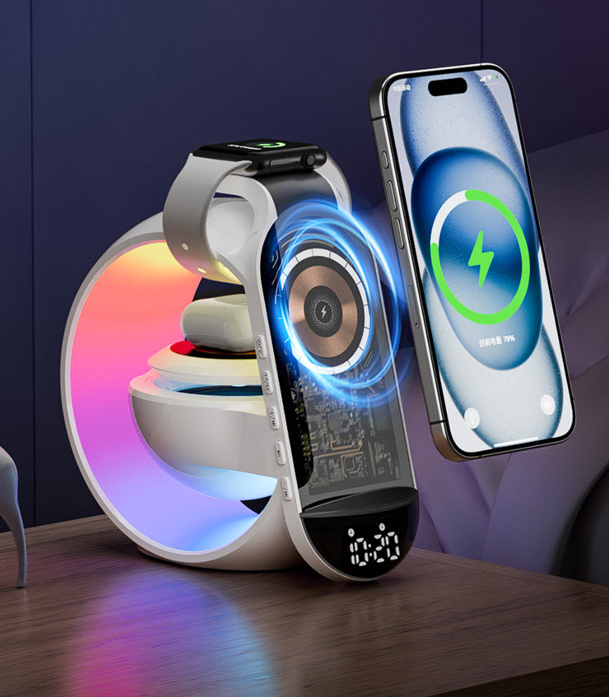 Đế sạc không dây điện thoại đồng hồ tai nghe kèm loa bluetooth GK-A1